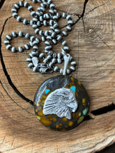 Load image into Gallery viewer, Turquoise Fidget Eagle Necklace