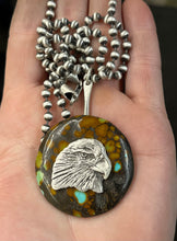 Load image into Gallery viewer, Turquoise Fidget Eagle Necklace