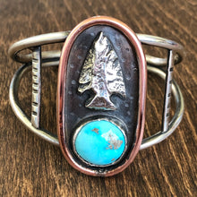 Load image into Gallery viewer, Sterling Silver &amp; Copper Arrowhead Cuff
