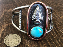 Load image into Gallery viewer, Sterling Silver &amp; Copper Arrowhead Cuff
