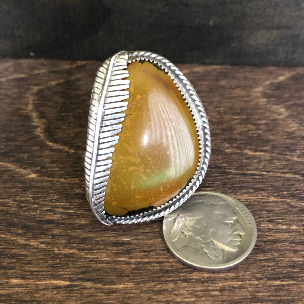 Sterling & Hubei Feather Ring